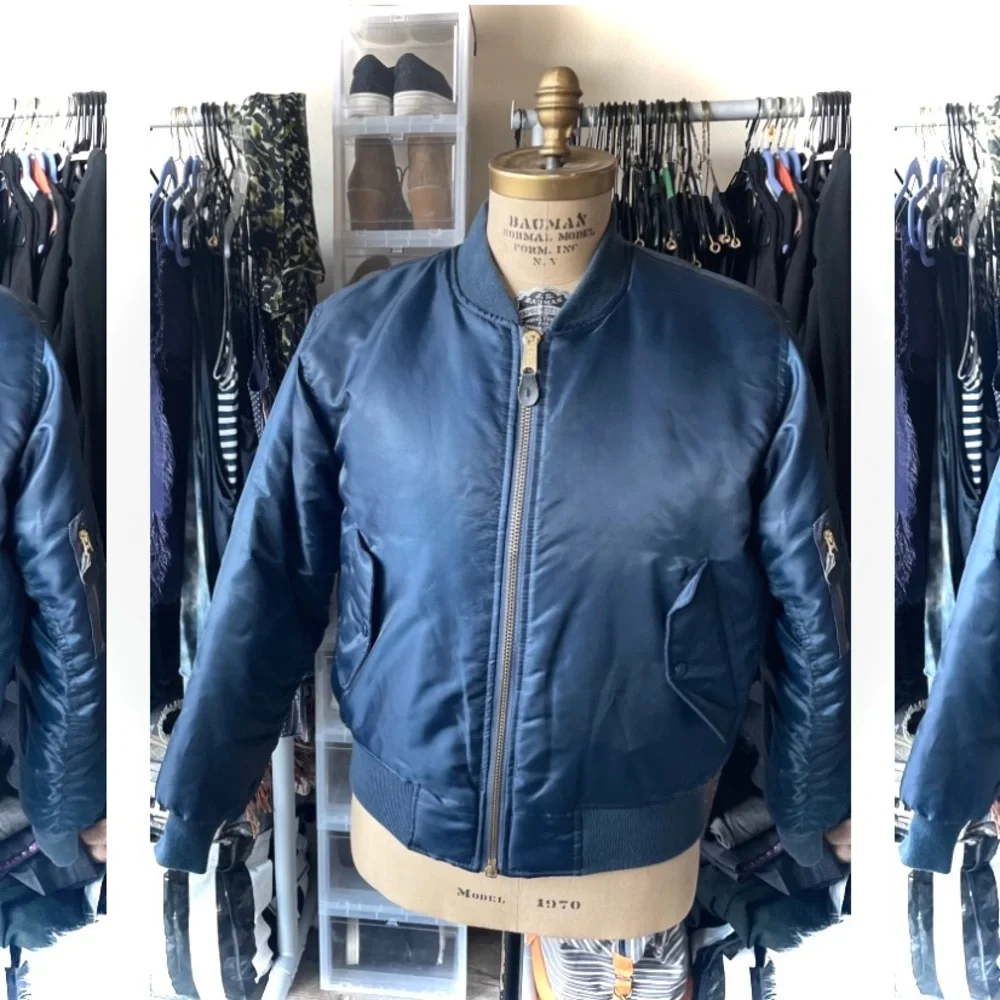 ROTHCO | S | MA-1 FLIGHT Men’s Navy Blue Technical Zip Cargo Bomber Jacket - Picture 14 of 16